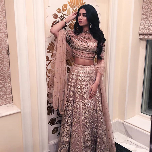 KHUSHI KAPOOR PINK EMBROIDERED LEHENGA SET