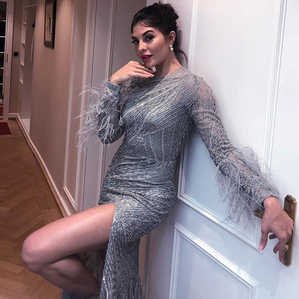 JACQUELINE FERNANDEZ HAND EMBROIDERED GOWN