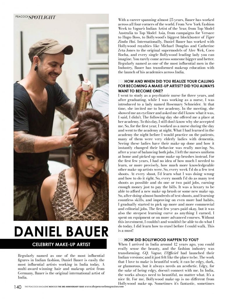 DANIEL BAUER - CELEBRITY HAIR AND MAKE-UP ARTIST - The Peacock Magazine