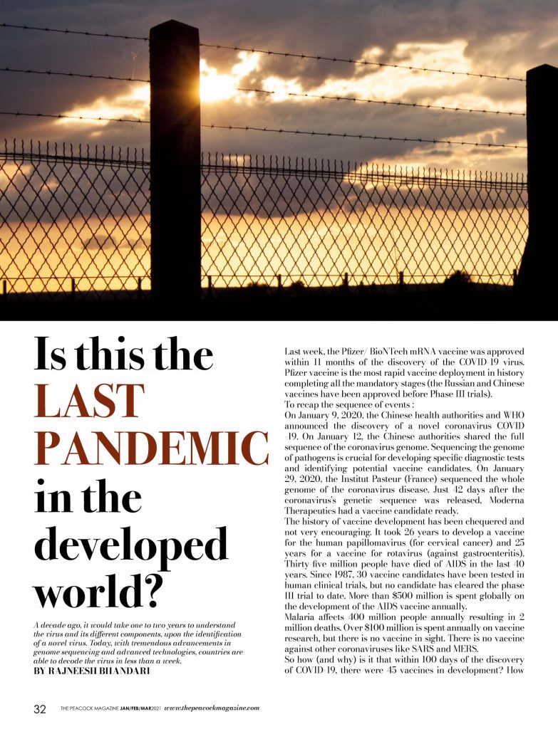 IS THIS THE LAST PANDEMIC IN THE DEVELOPED WORLD ?