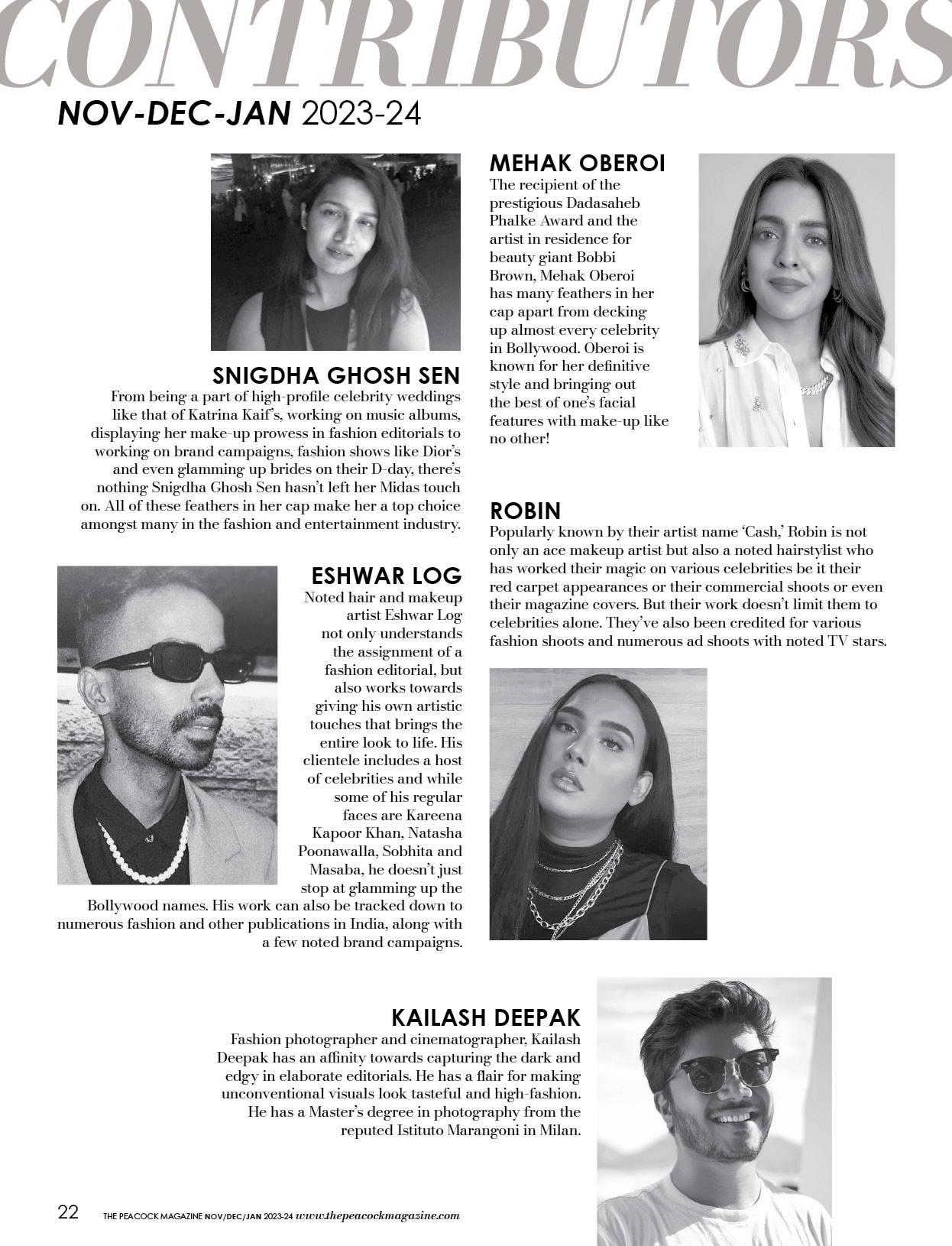 The Peacock Magazine- contributors Nov/Dec/Jan/2023-24