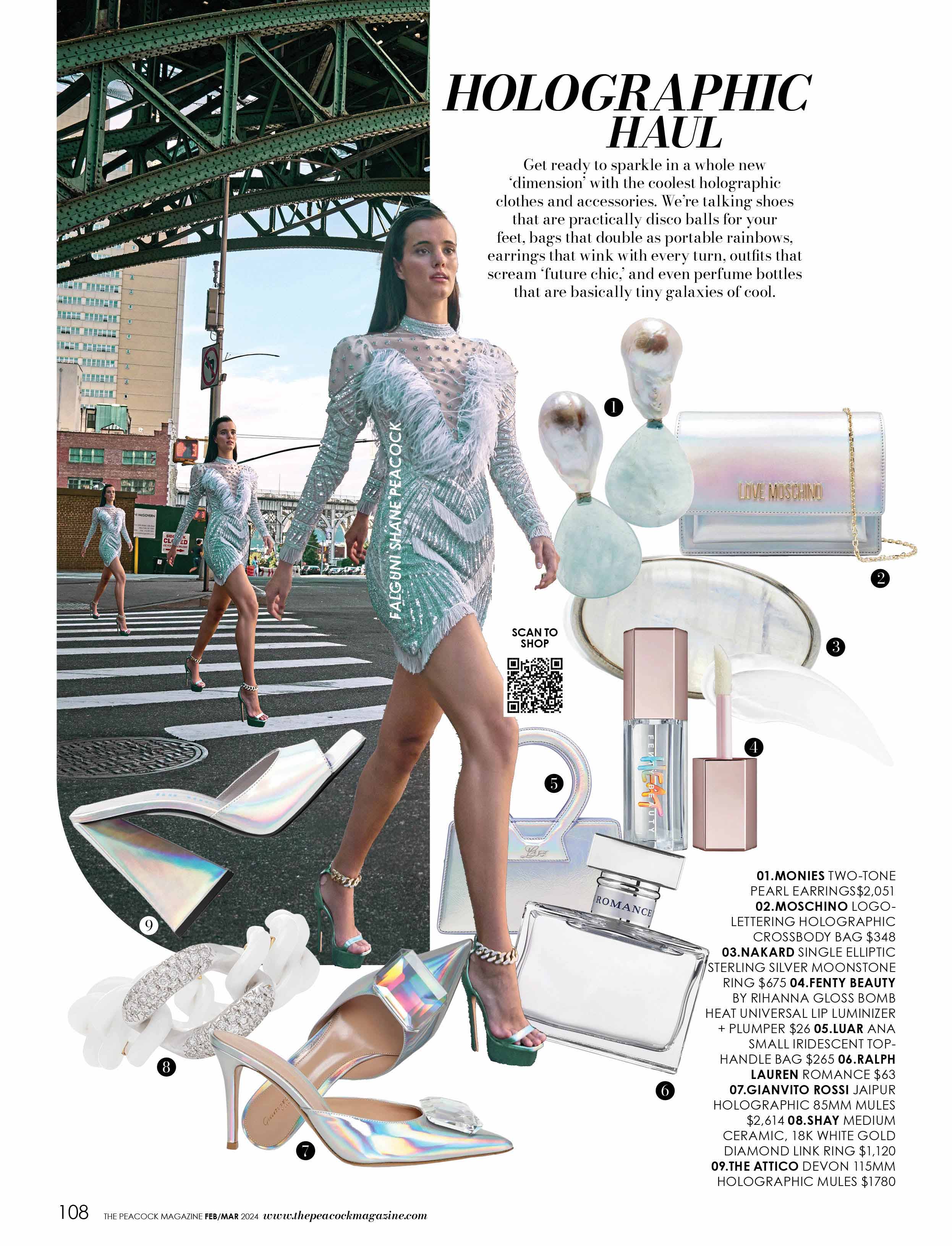 Holographic Haul-fashion-layout-the-peacock-magazine-aniversery-issue-2024