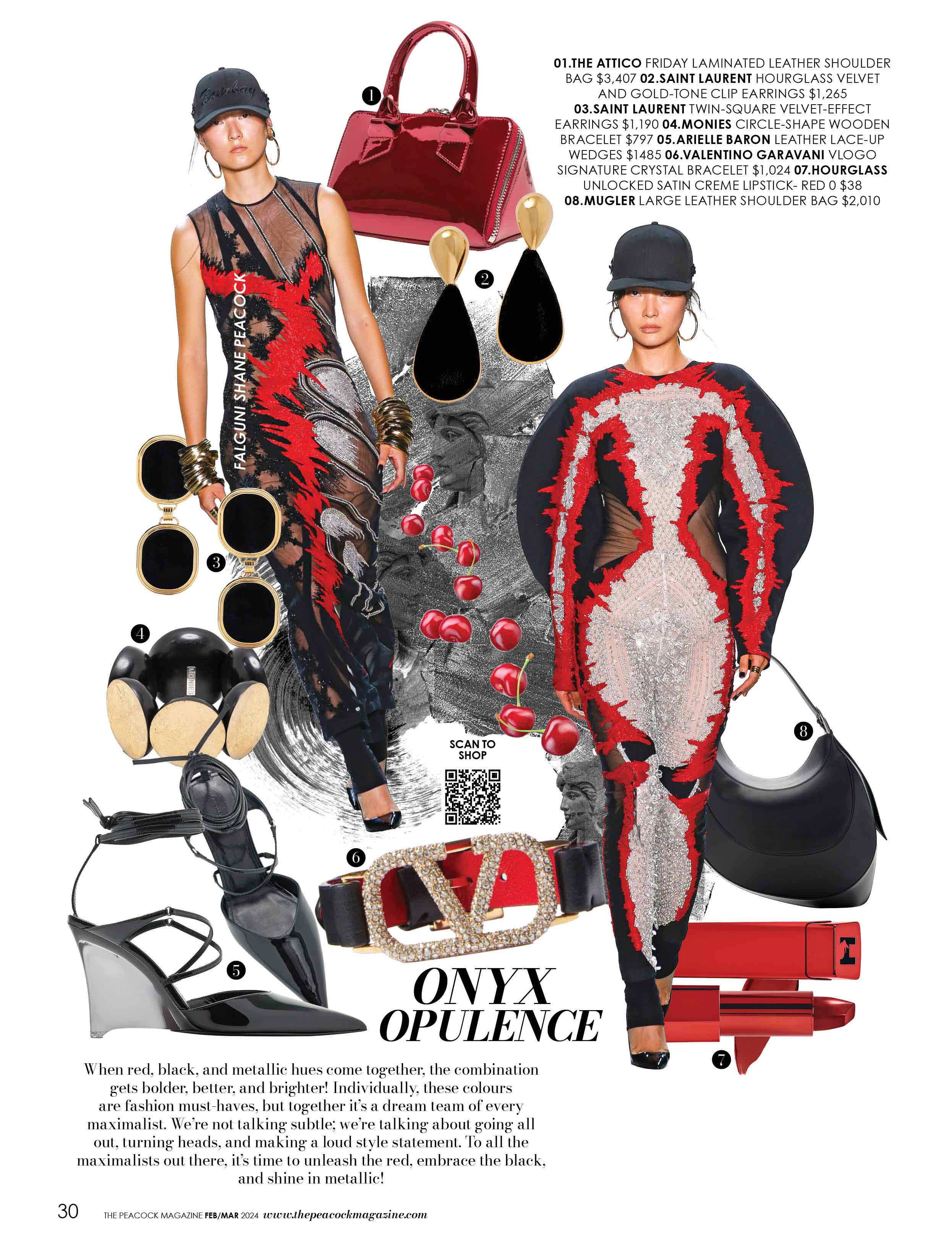 Onyx Opulence-fashion-layout-the-peacock-magazine-aniversery-issue-2024