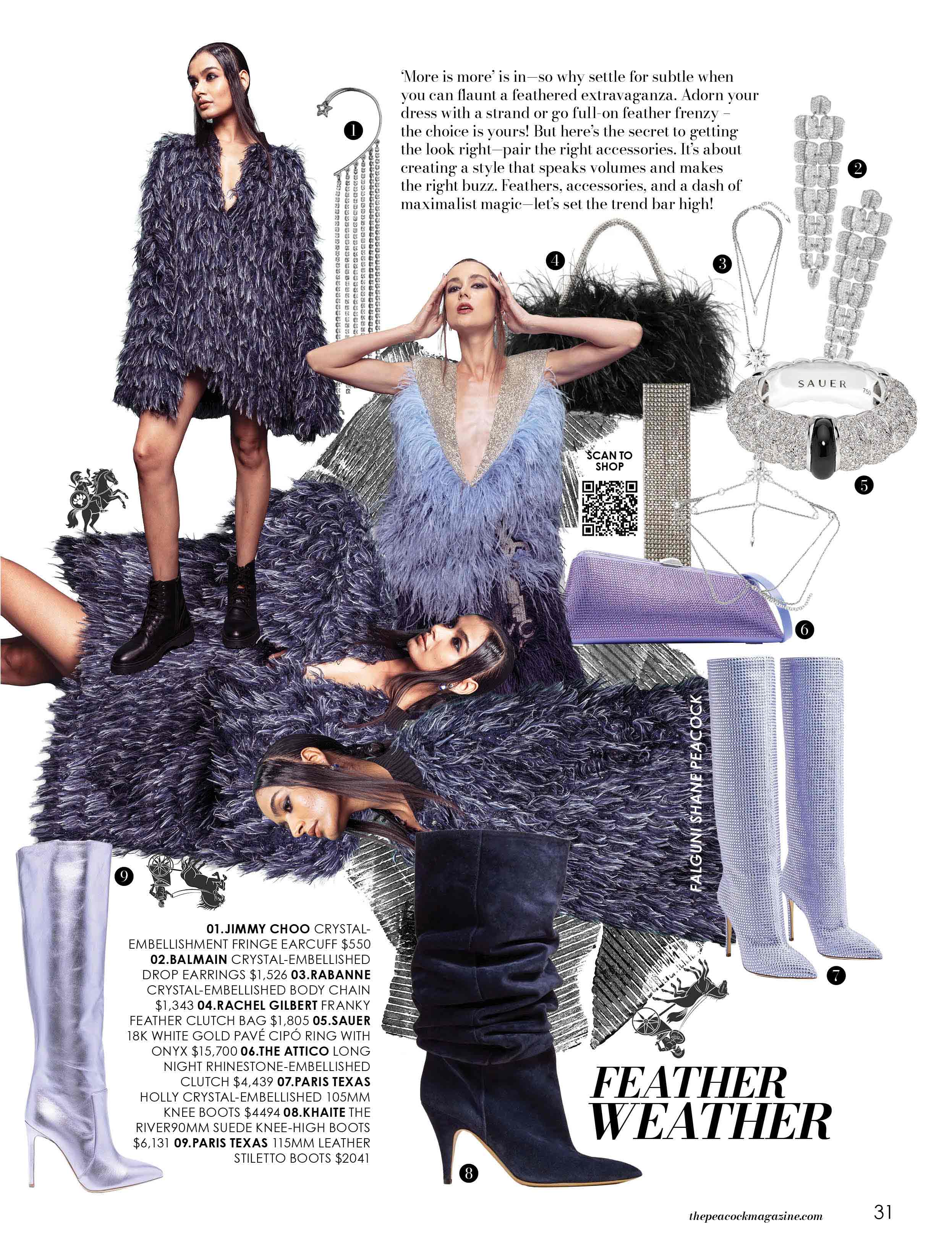 Feather Weather-fashion-layout-the-peacock-magazine-aniversery-issue-2024