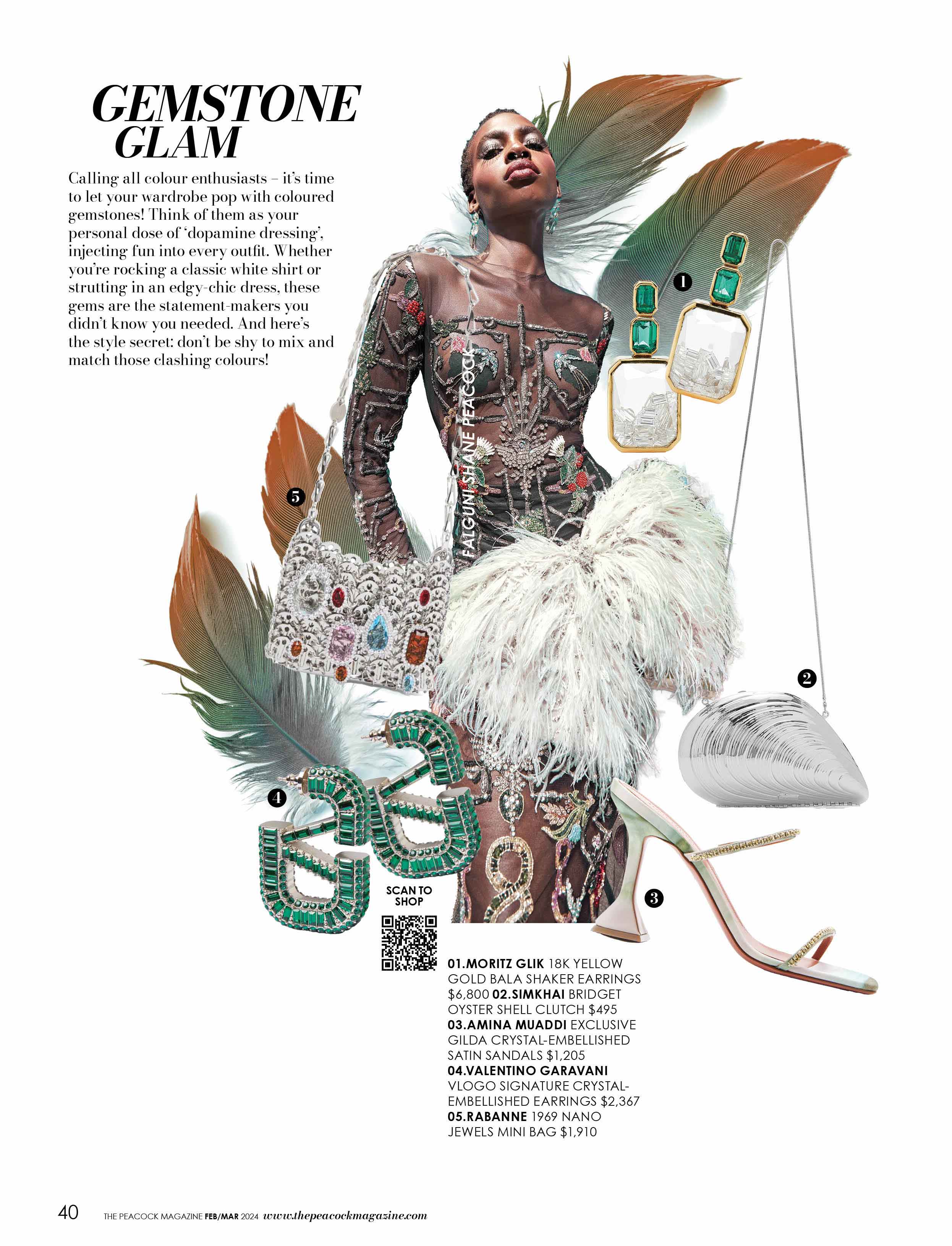 Gemstone Glam-fashion-layout-the-peacock-magazine-aniversery-issue-2024