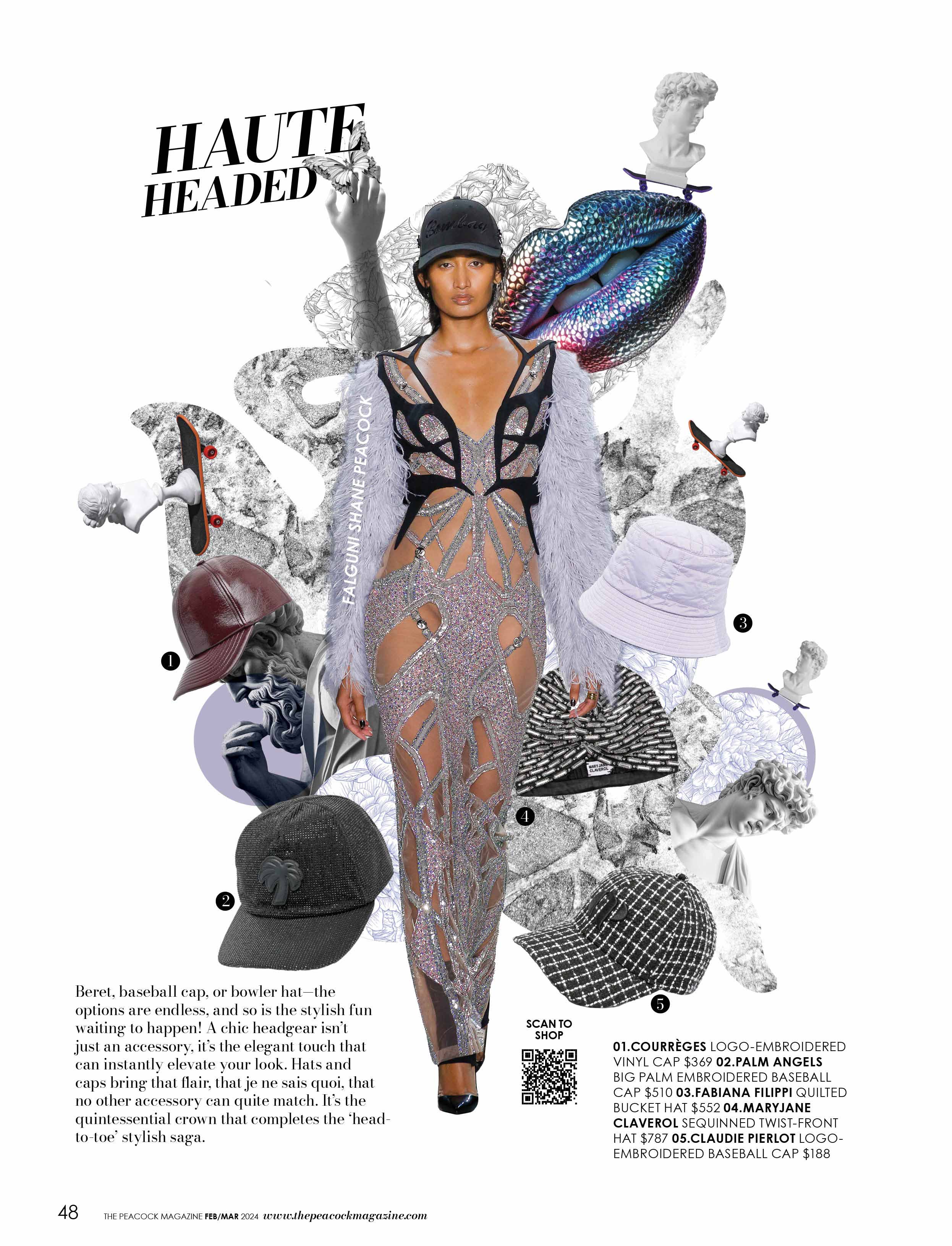 Haute Headed-fashion-layout-the-peacock-magazine-aniversery-issue-2024